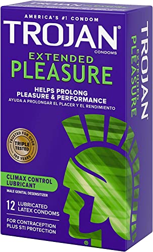 Trojan Extended Pleasure Climax Control Lubricated Premium Latex Condoms 12.0 ea. (Quantity of 3)