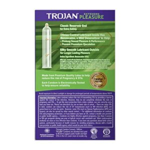 Trojan Extended Pleasure Climax Control Lubricated Premium Latex Condoms 12.0 ea. (Quantity of 3)