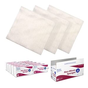 dynarex non-woven sponges, non-sterile, gauze sponges, highly-absorbent and with less linting, 4"x 4", 4 ply, 1 case of 2000 (10 boxes of 200)