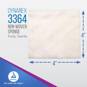 Dynarex Non-Woven Sponges, Sterile, Gauze Sponges, Highly-Absorbent and with Less Linting, 4"x 4", 4 Ply, 1 Case of 600 (24 Boxes of 25)