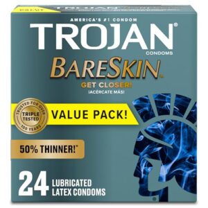 Trojan Bareskin Thin Premium Lubricated Condoms - 24 Count