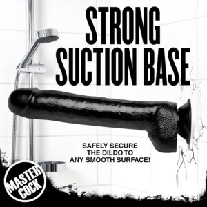 Master Series The 16.25 Inch Colossus Dildo with Suction Cup Base, Extra Large Lifelike and Realistic Thick Toy for Women, Men, and Adult Couples, Made with Flexible and Firm PVC Material, Black