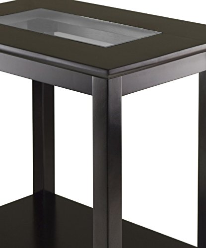 Winsome Genoa 25.04 x 23.94 x 16.3-Inch Composite Wood End Table With Glass Top, Dark Brown (92419)