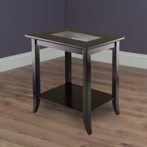 Winsome Genoa 25.04 x 23.94 x 16.3-Inch Composite Wood End Table With Glass Top, Dark Brown (92419)