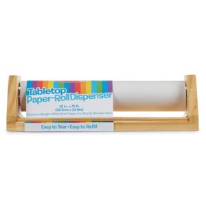 Melissa & Doug Wooden Tabletop Paper Roll Dispenser With White Bond (12 inches x 75 feet) - Drawing, Art, Craft For Kids