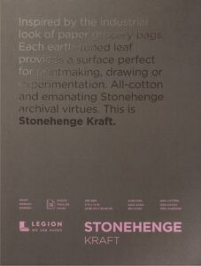 stonehenge 100% cotton medium weight pad, kraft, 250gsm, 15 sheets for dry media (9x12)