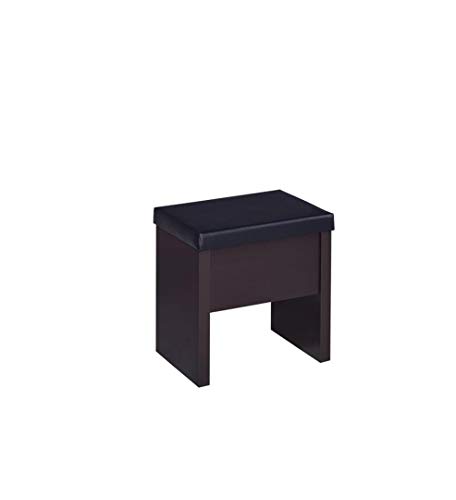 Coaster Home Furnishings 2-piece Vanity Set with Hidden Mirror Storage and Lift-Top Stool, Cappuccino and Black