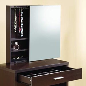 Coaster Home Furnishings 2-piece Vanity Set with Hidden Mirror Storage and Lift-Top Stool, Cappuccino and Black