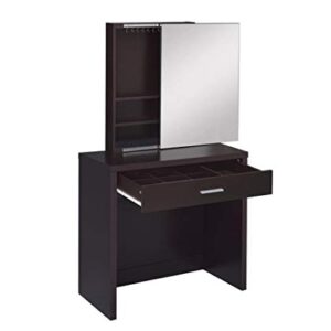 Coaster Home Furnishings 2-piece Vanity Set with Hidden Mirror Storage and Lift-Top Stool, Cappuccino and Black