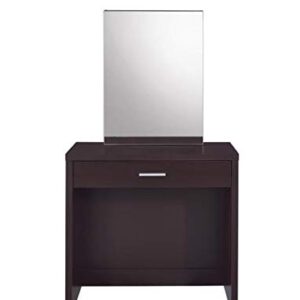 Coaster Home Furnishings 2-piece Vanity Set with Hidden Mirror Storage and Lift-Top Stool, Cappuccino and Black