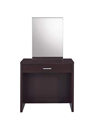 Coaster Home Furnishings 2-piece Vanity Set with Hidden Mirror Storage and Lift-Top Stool, Cappuccino and Black