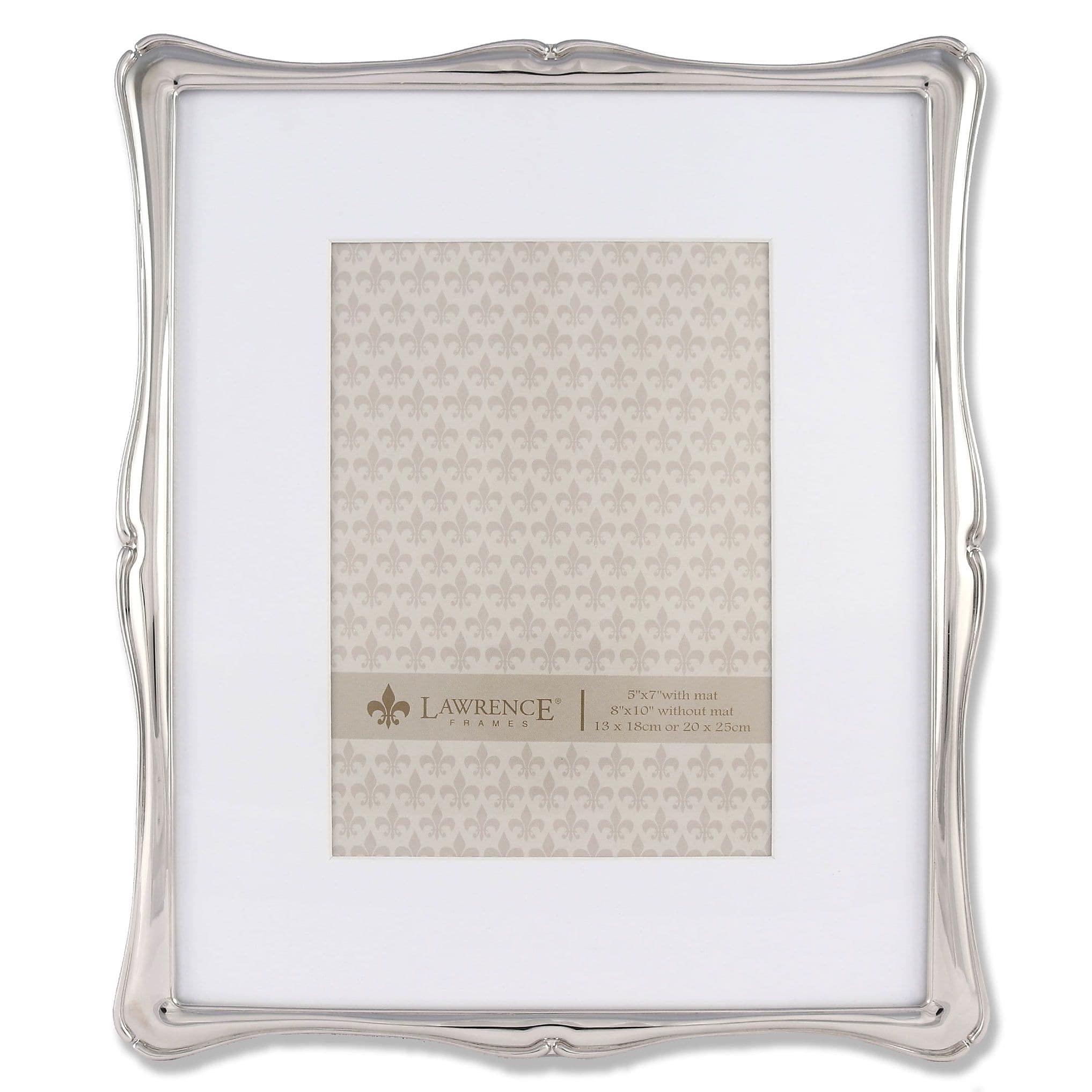 Lawrence Frames 710280 5 by 7-Inch Silver Metal Romance Picture Frame, Matted, 8x10