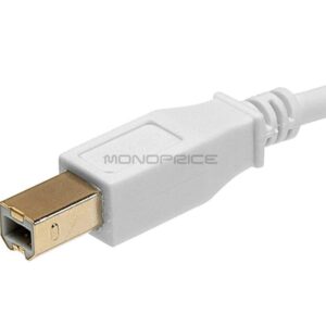 Monoprice USB Type-A to USB Type-B 2.0 Cable - Gold Plated, 28/24AWG, 3 Feet, White