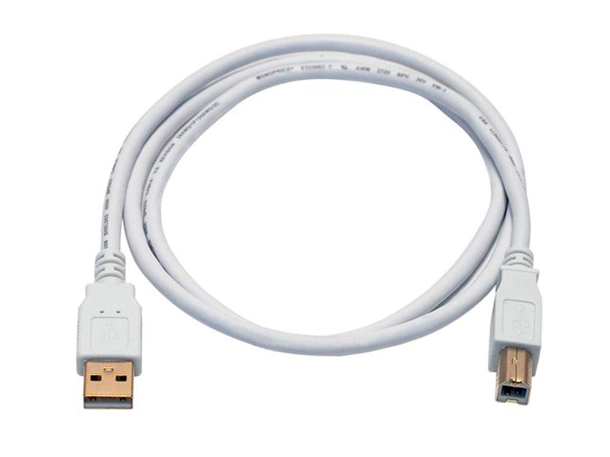 Monoprice USB Type-A to USB Type-B 2.0 Cable - Gold Plated, 28/24AWG, 3 Feet, White