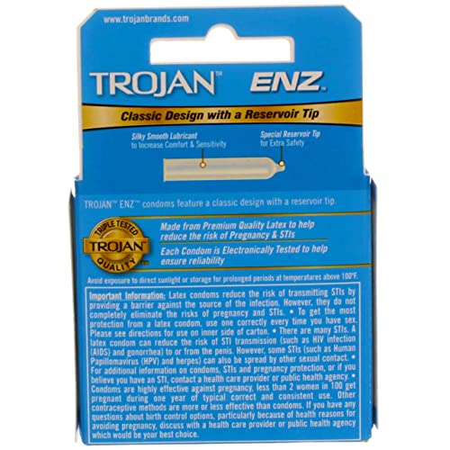 Trojan Enz Lubricated Size 3s Trojan Enz Lubricated Latex Condoms 3ct