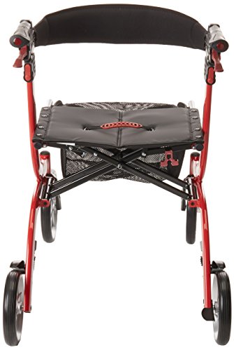 Drive Medical RTL10266 Nitro Euro-Style 4-Wheel Rollator Walker With Seat, Red