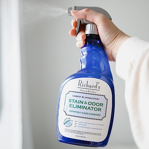 Richard’s Stain & Odor Eliminator Spray, 32 oz – Natural Stain and Pet Odor Eliminator Formula Cleans Carpet, Upholstery, Hard Floors – For Pet Stains, Crayon, Ink, Scuffs and More