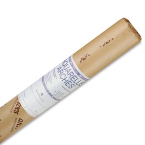 arches watercolor paper roll 51in x 10yd natural white 100% cotton paper - 156lb hot press watercolor paper roll - arches art paper for watercolor gouache ink acrylic and more