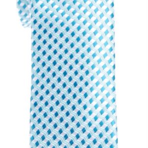 Retreez Wavy Zig Zag Stripe Pattern Woven Skinny Tie - Turquoise