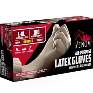 Medline Venom Powdered Latex Multi-Purpose Disposable Gloves, One-Size, 100 Count