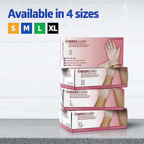 Medline MediGuard Vinyl Exam Gloves, 130 Count, X-Large, Powder Free, Disposable, Not Made with Natural Rubber Latex, All-purpose Medical Tasks