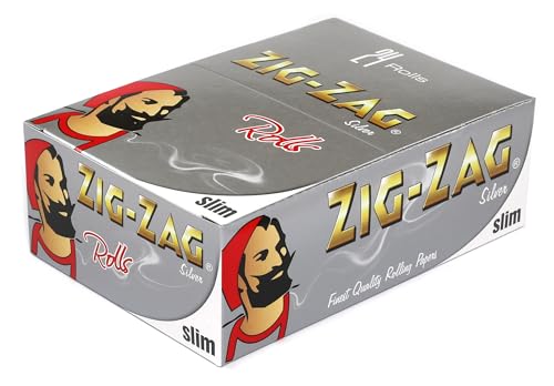 Zig Zag Silver Slim Slow Burning Rolls 24 x 4 m - 1 box