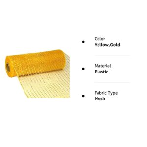 10 inch x 30 feet Deco Poly Mesh Ribbon (Metallic Gold with Gold Foil) : RE130153