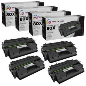 LD Products Replacement Toner Cartridge Compatible with HP 80X CF280X High Yield (Black 4Pk) Compatible with 400 M401a 400 M401dn, 400 M401dne, 400 M401dw, 400 M401n, 400 M425dn, 400 MFP M425dw