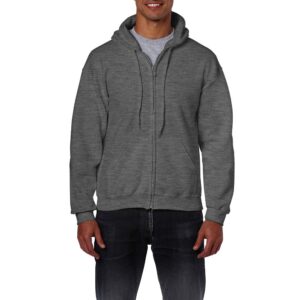 Gildan Heavy Blend Unisex Adult Full Zip Hooded Sweatshirt Top (XL) (Ash)