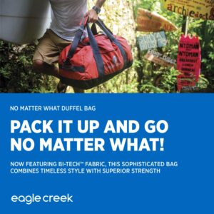 Eagle Creek No Matter What 90L Duffle Bag for Travel - Durable and Water-Resistant, with Removable Shoulder Strap, Compression Straps, and Storage Pouch, Jet Black - L