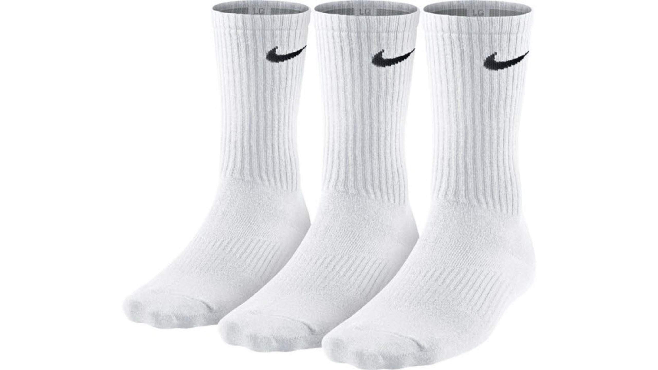 Nike Lightweight Athletic Crew Sicks Men's 3 Pack White Medium