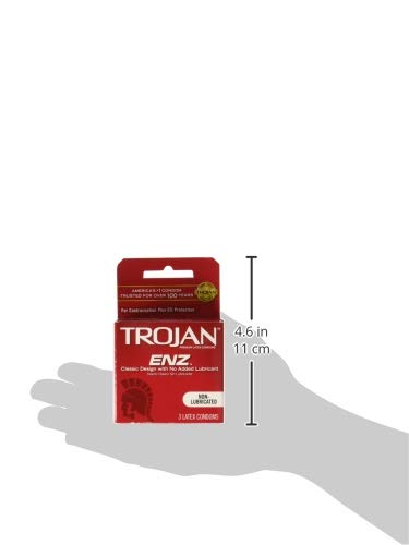 Trojan ENZ Non Lubricated Premium Latex Condoms, 3 Count per Pack - 3 per case.