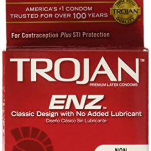 Trojan ENZ Non Lubricated Premium Latex Condoms, 3 Count per Pack - 3 per case.