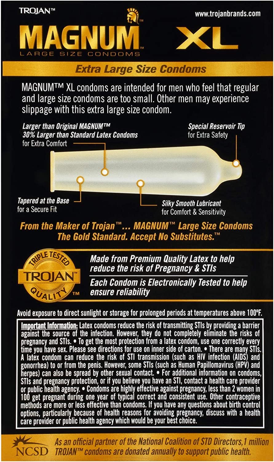 Trojan Magnum Lubricated Condoms, Extra Large, 12 Count