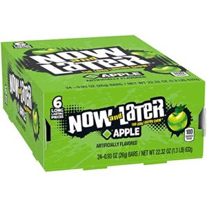 Now and Later Original Taffy Chews Candy, 0.93 Bar, apple, 22.32 Ounce (Pack of 24)