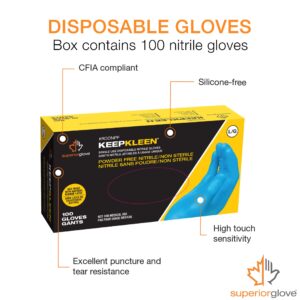 Superior Glove KeepKleen Contour Work Nitrile Gloves (100 Count) Latex Free Glove, Disposable Gloves, Powder Free, 9" Length - RDCNPF (Medium)