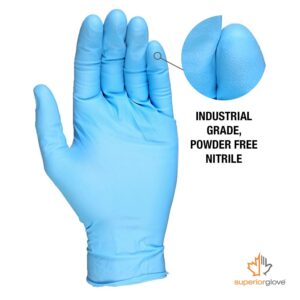 Superior Glove KeepKleen Contour Work Nitrile Gloves (100 Count) Latex Free Glove, Disposable Gloves, Powder Free, 9" Length - RDCNPF (Medium)