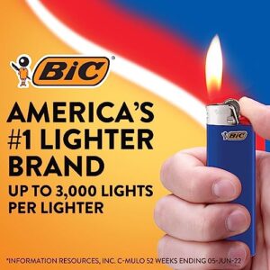 BIC Classic Lighter, Assorted Colors, 50-Count Tray, Up to 2x the Lights (Assortment of Colors May Vary)