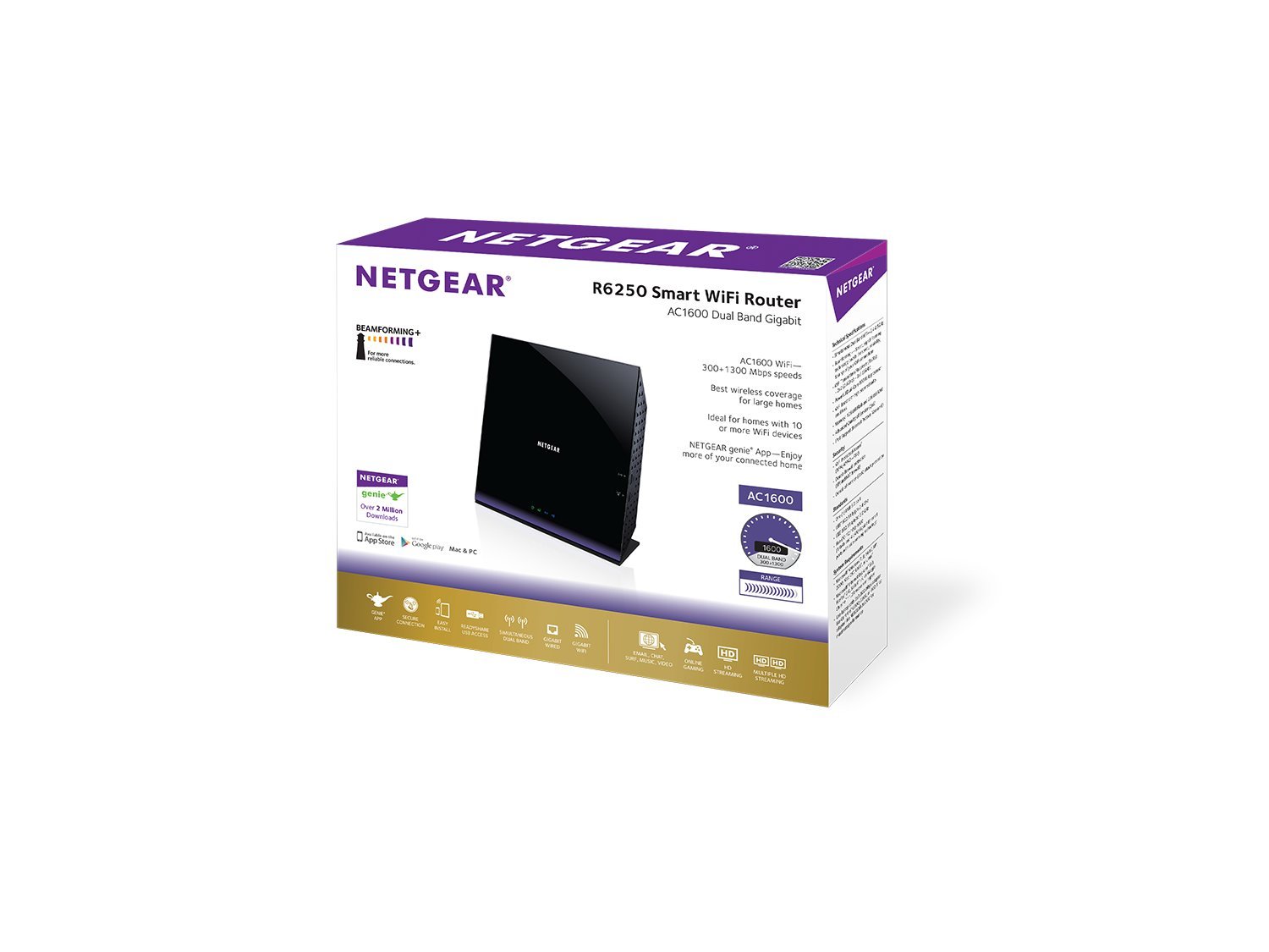 NETGEAR AC1600 Dual Band Wi-Fi Gigabit Router (R6250)