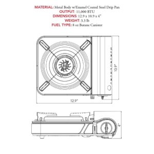 GAS ONE GS-3800DF Dual Spiral Flame 11,000 BTU Portable Gas Stove with Heavy Duty Clear Carrying Case, CSA Listed , Black