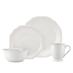 lenox white french perle bead 4pc place setting, 6.45 lb