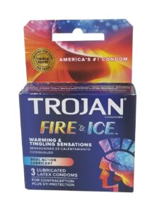 trojan pleasure fire & ice dual action ultrasmooth lubricated premium latex condoms - 12 packs 3 condoms in each pack (36 condoms total)