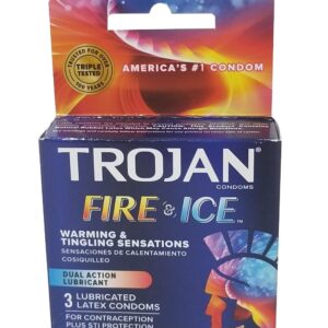 Trojan Pleasure Fire & ICE Dual Action Ultrasmooth Lubricated Premium Latex Condoms - 12 Packs 3 Condoms in Each Pack (36 Condoms Total)