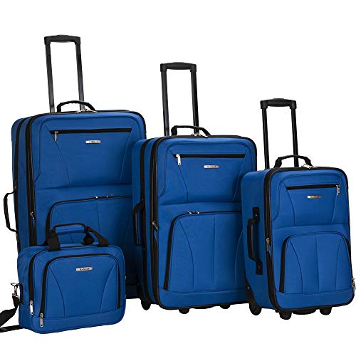 Rockland Journey Softside Upright Luggage Set,Expandable, Blue, 4-Piece (14/19/24/28)