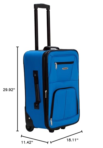 Rockland Journey Softside Upright Luggage Set,Expandable, Blue, 4-Piece (14/19/24/28)