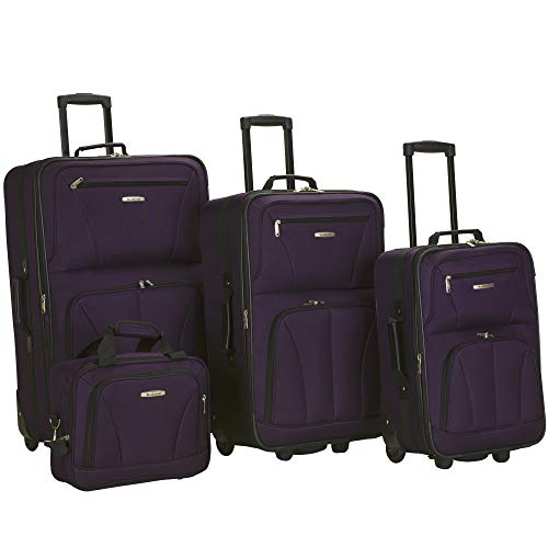 Rockland Journey Softside Upright Luggage Set, Expandable, Purple, 4-Piece (14/19/24/28)