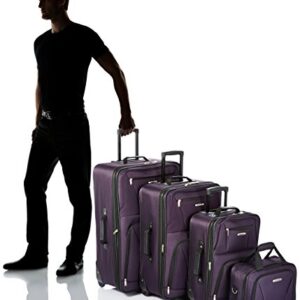 Rockland Journey Softside Upright Luggage Set, Expandable, Purple, 4-Piece (14/19/24/28)