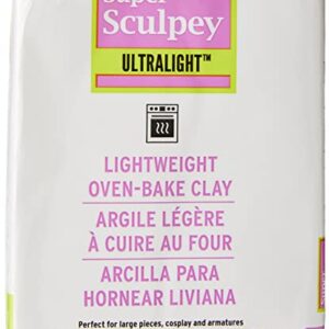 Polyform Super Sculpey Ultralight White, Lightweight, Non Toxic. Soft, Sculpting Modeling Polymer clay, Oven-bake clay, 8 oz bar. Great for all advanced sculptors, artists and cosplayers.