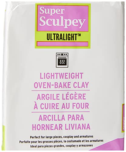 Polyform Super Sculpey Ultralight White, Lightweight, Non Toxic. Soft, Sculpting Modeling Polymer clay, Oven-bake clay, 8 oz bar. Great for all advanced sculptors, artists and cosplayers.