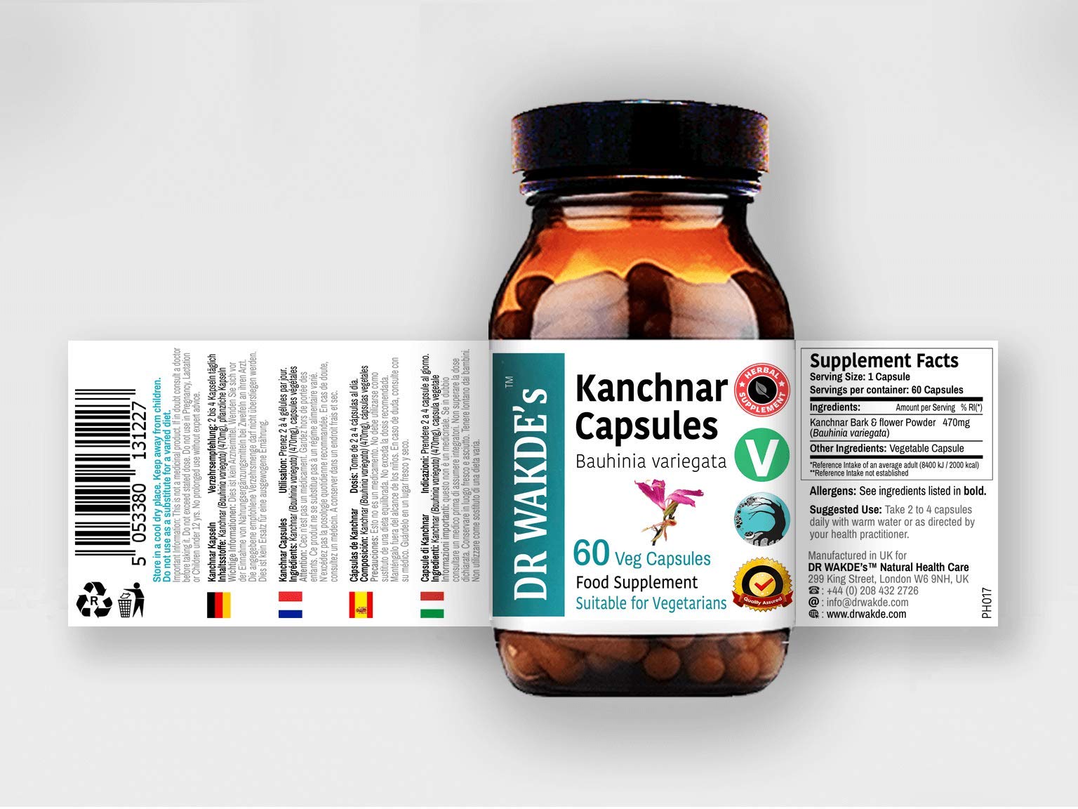 DR WAKDE'S Kanchnar Capsules (Bauhinia variegata) | 60 Veg Caps | Ayurvedic Supplement | Vegan | 100% Herbal | Quantity Discounts